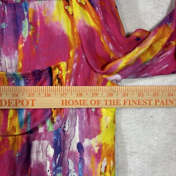 Soft Surroundings Multi Color Full Button Top Shirt Med Festival Boho Rainbow - Picture 12 of 14